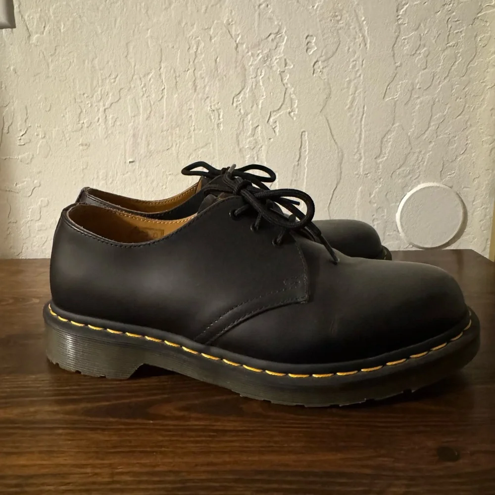 Dr. Martens Black Oxfords with Yellow Stitching - Picture 3 of 4